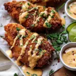 Pretzel Crusted Chicken with Cheddar-Mustard Sauce
