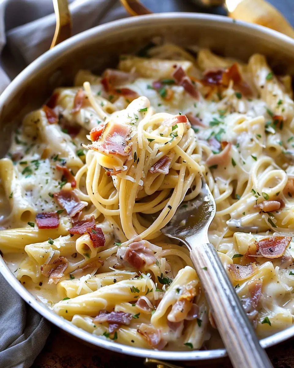 One Pot French Onion Pasta with Crispy Prosciutto Delight