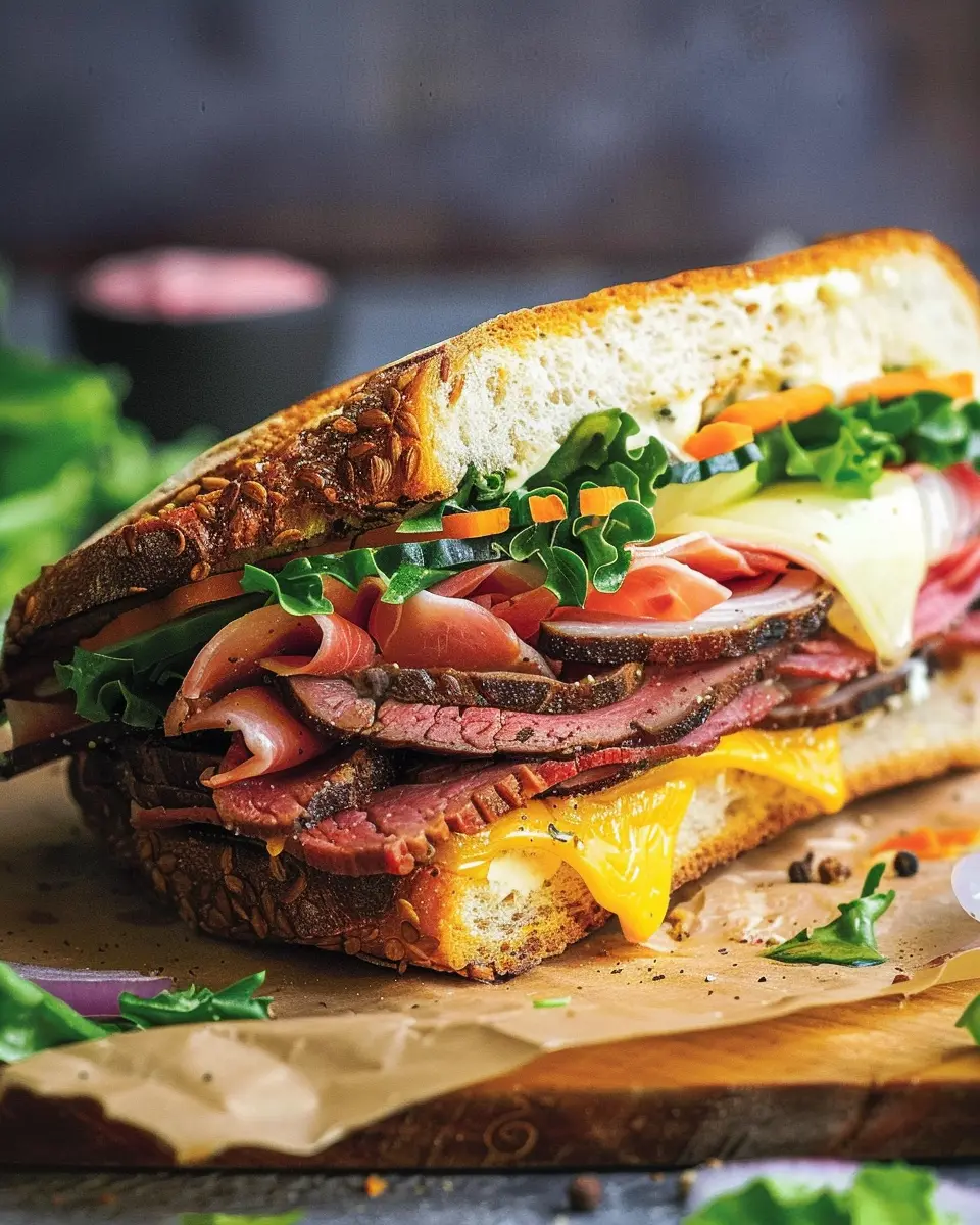 Roast Beef Sandwich with Horseradish Cheddar: A Juicy Delight
