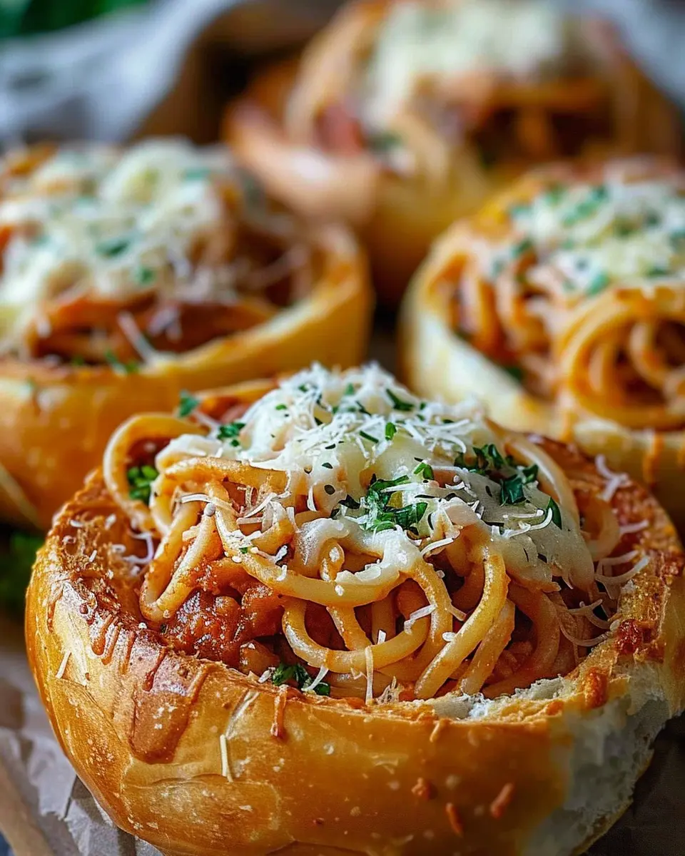 Spaghetti Garlic Bread Bowls: Indulgent Comfort Food Delight