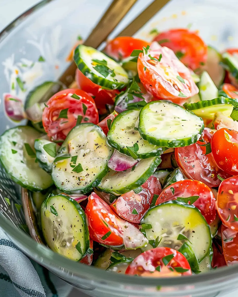 Creamy Cucumber Tomato Salad with Turkey Bacon: A Refreshing Delight