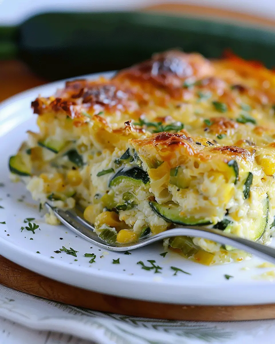 Savory Garden Zucchini Casserole with Turkey Bacon and Chicken Ham