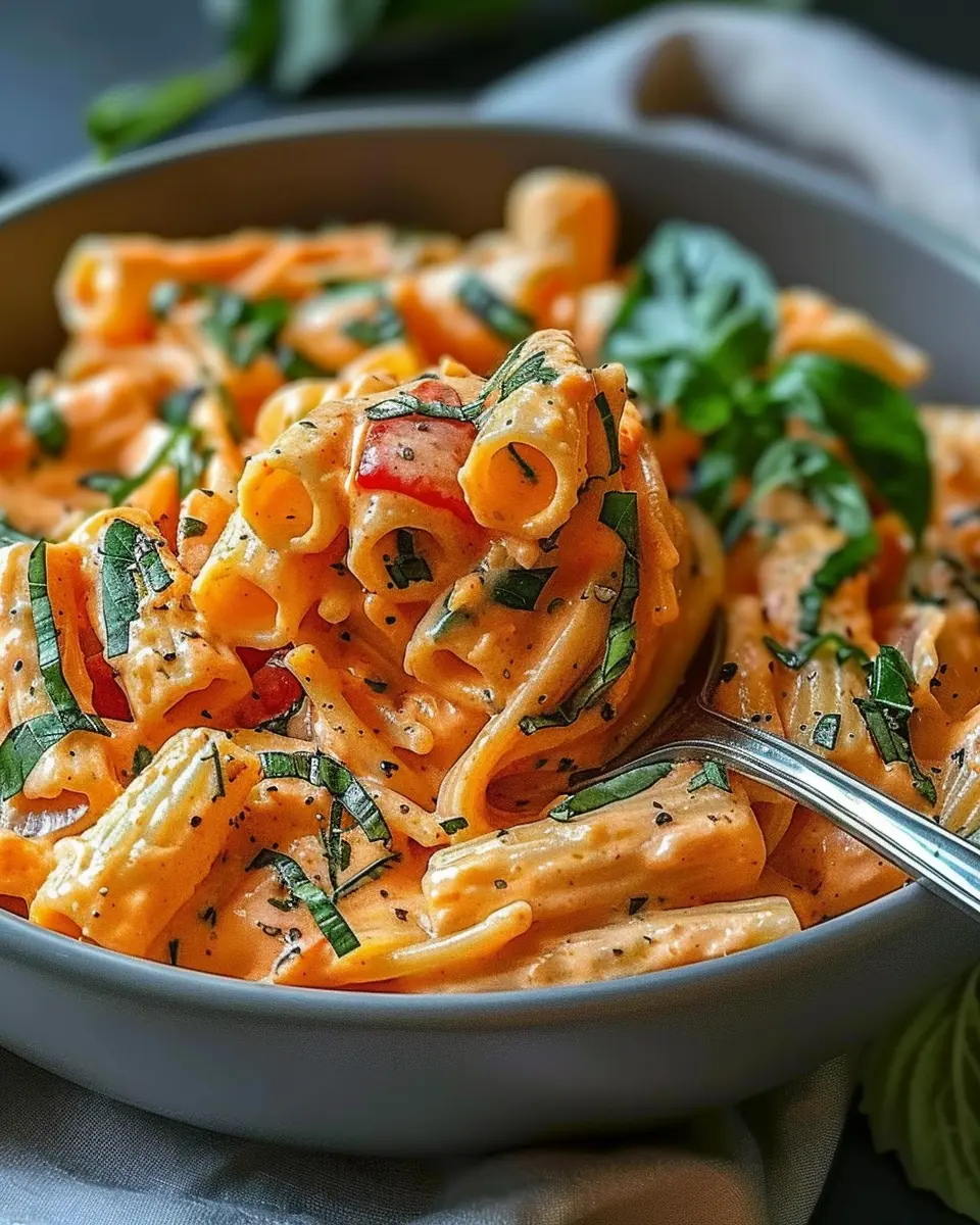 Creamy Tomato Garlic Pasta in 30 Minutes with Turkey Bacon