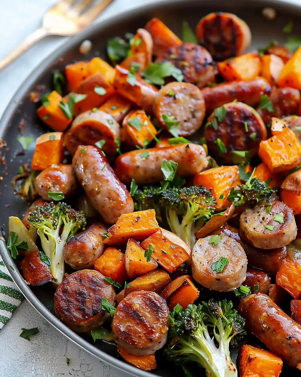 Sheet Pan Sausage and Sweet Potatoes with Honey Garlic Sauce: Easy Comfort Food Delight