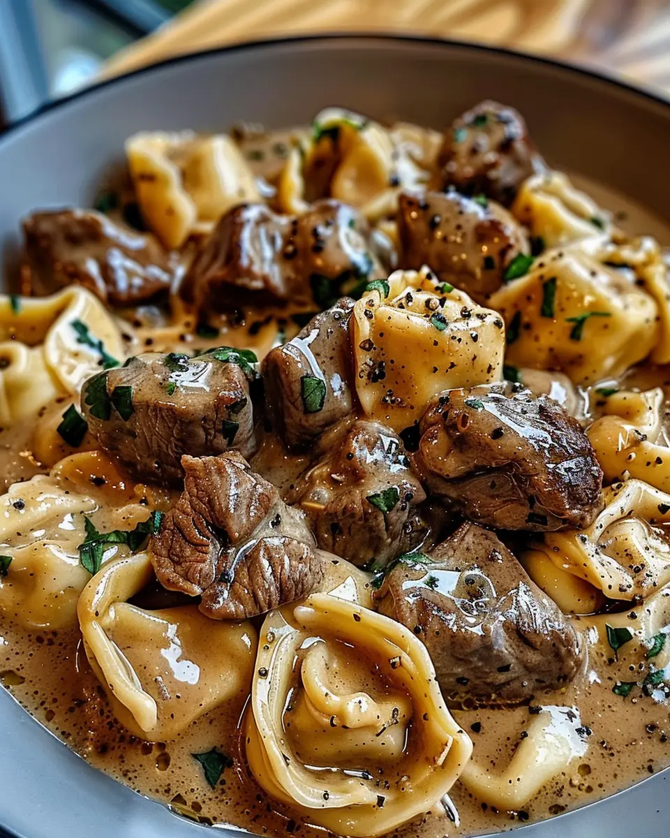 Cracked Garlic Steak Tortellini in Creamhouse Sauce Delight