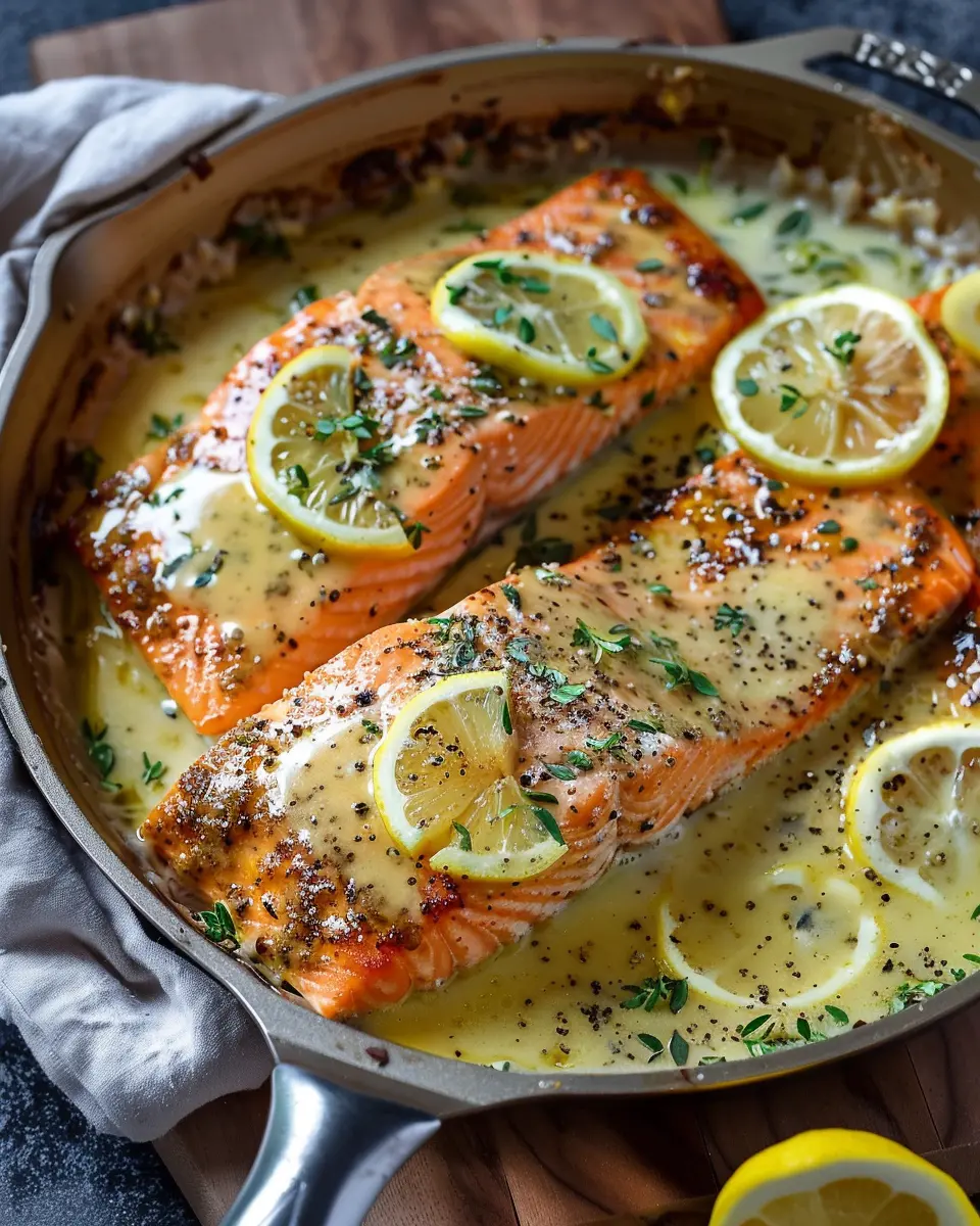 Baked Salmon with Lemon Butter Cream Sauce: Easy & Delicious Recipe